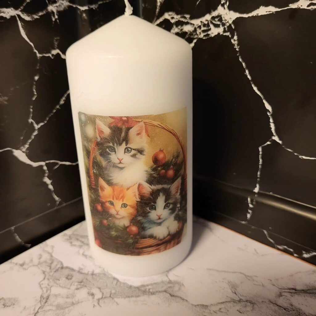 Ljus med katt-tryck